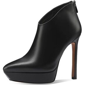 TinaCus Handmade Women's Genuime Leather Platform Back Zipper Pointed Toe High Stiletto Heel Ankle Boots Shoes
