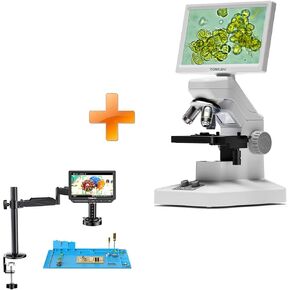TOMLOV DM301 Max Microscope with X-Y Stage, Digital Microscope Camera with 7" Screen, USB & HDMI Output, Wireless Biological Lab Scope for School Home Education with Slides+TM4K-AF