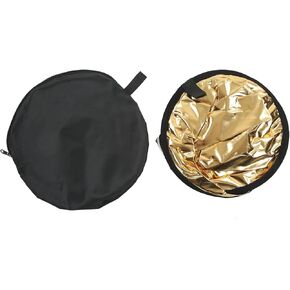 Portable Silver & Gold 2-in-1 Round Reflector for Photography, Soft Lighting, 30cm Mini Photo Accessory (60cm)