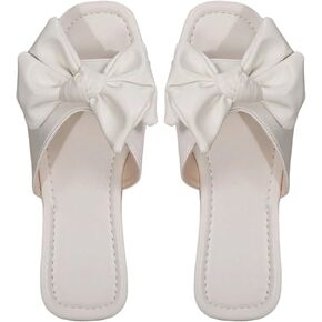 Gorglitter Women's Bow Summer Beach Flat Flat Cute Sandals 2025 Harmy Vacation Slip on Shoes
