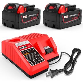 6.0Ah Replacement for Milwaukee 18V Battery and Charger Combo Fast Charging 48-11-1850 48-11-1852 48-11-1860 48-11-1820 48-11-1840 48-11-1815