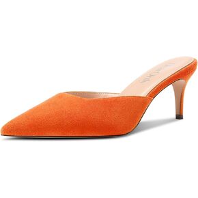 DearOnly Womens Pointed Toe Kitten Heel Mules Slip-on Stiletto Mid Heel Sandals Prom Dress Shoes 2.6 Inches Heels