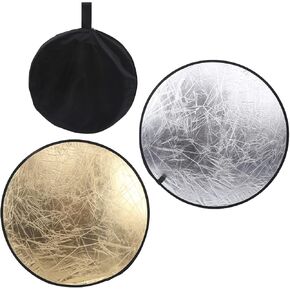 110cm Round Photography Reflector 2 in 1 | Silver & Gold Foldable Reflector for Indoor/Outdoor Portrait Fill Brightness | Portable Bag Included