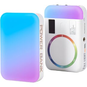RGB Video Light, Portable Magnetic LED Camera Light Panel 0-360 Full Color, 2500 to 9000K LED 4000mAh Power Bank DSLR Lighting for Vlogging, Photography