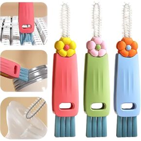 3 Pcs 3 in 1 Cup Lid Gap Cleaning Brush Set, Multifunctional Portable Cup Brush Cleaner for Water Bottle Crevice Cleaning Brush Tools for Bottle Home Kitchen