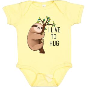 inktastic I Live To Hug- Cute Sloth on a Branch Baby Bodysuit