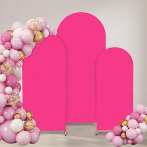 3 PCS ARCH BACKDROP COVER ، 4.9ft 5.9ft 7.2ft Wedding Arch Cover ، SPANDEX MOUND ROUND TOP CHIARA BACKDROP COVERS FOR WEDDAY BIRDANT PARTY BABY DANDER (Rose Red)