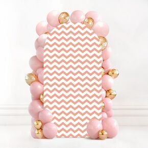 7.2FT Wedding Arch Backdrop Cover Seamless Texture Horizontal Waves Spandex Fitted Round Top Arch Stand Covers for Birthday Party Baby Shower Banquet Decoration