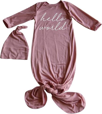 Hello World Script Silky Baby Gown with Hat- for Boys and Girls-Boy, Girl, Gender Neutral in Saudi Arabia
