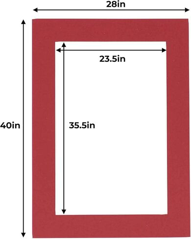 24x36 Mat for 28x40 Frame - Precut Mat Board Acid-Free Deep Red 24x36 Photo Matte Made to Fit a 28x40 Picture Frame, Premium Matboard for Family Photos, Show Kits, Art, Picture Framing, Pack of 1 Mat in Saudi Arabia