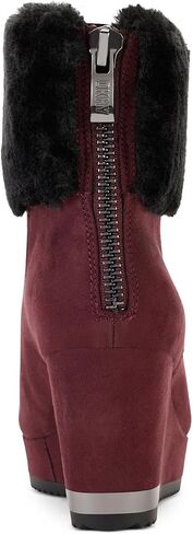 DKNY Womens Nadra Faux Leather Faux Fur Wedge Boots in Saudi Arabia