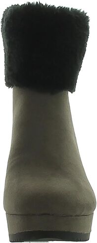 DKNY Womens Nadra Faux Leather Faux Fur Wedge Boots in Saudi Arabia