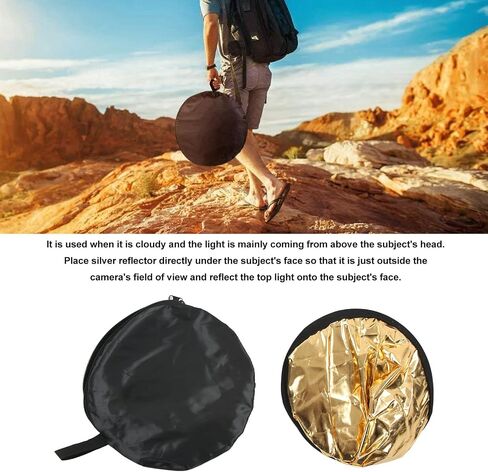 Portable Silver & Gold 2-in-1 Round Reflector for Photography, Soft Lighting, 30cm Mini Photo Accessory (60cm) in Kuwait