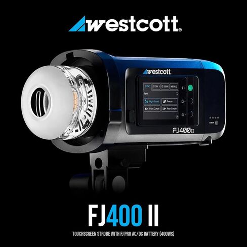 Westcott FJ400 II شاشة تعمل باللمس مع حزمة FJ Pro AC و DC بطارية (400 واط) مع بطارية ومحول طاقة ، مفتاح طبق الجمال (الفضة) ، مشغل فلاش لاسلكي ، والبطارية (5 عناصر) in Saudi Arabia
