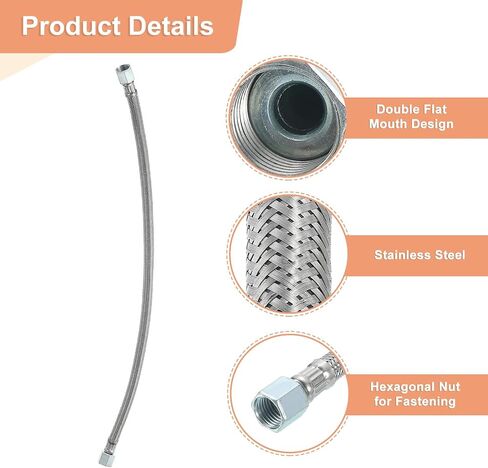أنبوب عادم ضاغط الهواء Uxcell ، 5/8 "Thread DIA 22" طول ضغط الضاغط خرطوم الفولاذ المقاوم للصدأ خرطوم هواء ضاغط ضاغط أجهزة أجهزة قطع الغيار (الفم المسطح) in Saudi Arabia