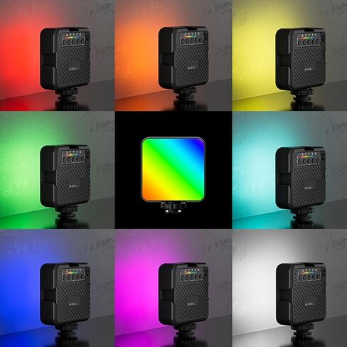 مصابيح فيديو RGB ، مصباح الكاميرا LED كامل اللون ، إضاءة التصوير الفوتوغرافي W 3 حذاء بارد وثقب المسمار 1/4in ، 1200 مللي أمبير في الساعة CRI 95+ 3000-6500K قابلة للخلع (أسود) in Kuwait