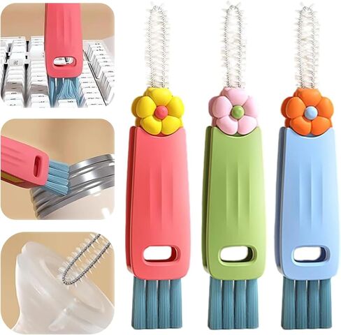 3 Pcs 3 in 1 Cup Lid Gap Cleaning Brush Set, Multifunctional Portable Cup Brush Cleaner for Water Bottle Crevice Cleaning Brush Tools for Bottle Home Kitchen in Kuwait