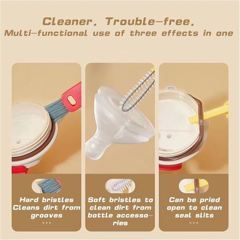 3 Pcs 3 in 1 Cup Lid Gap Cleaning Brush Set, Multifunctional Portable Cup Brush Cleaner for Water Bottle Crevice Cleaning Brush Tools for Bottle Home Kitchen in Kuwait