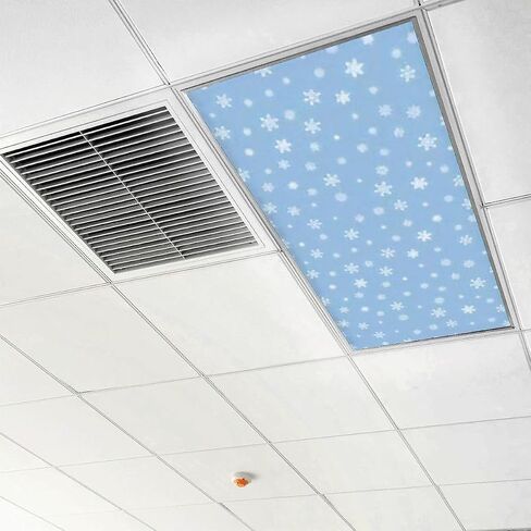 4 Pack Fluorescent Light Covers for Ceiling, Snowflakes Simple Christmas New Year Seamless Pattern, 4' x 2' Decorative Magnetic Light Filter for Classroom Office Home in Saudi Arabia