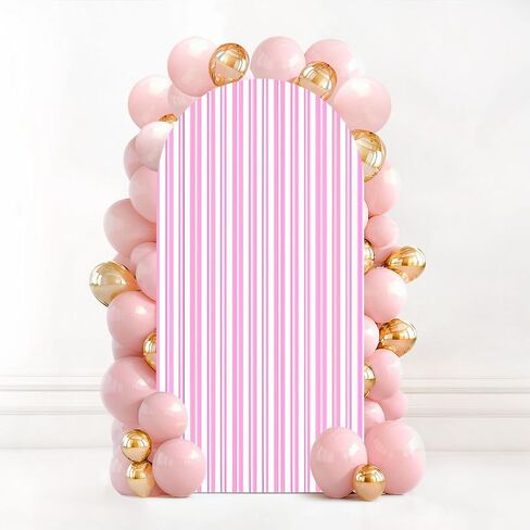 7.2FT Wedding Arch Backdrop Cover Seamless Texture Horizontal Waves Spandex Fitted Round Top Arch Stand Covers for Birthday Party Baby Shower Banquet Decoration in Saudi Arabia