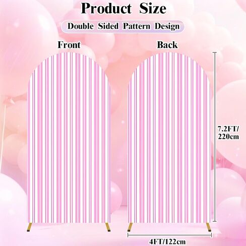 7.2FT Wedding Arch Backdrop Cover Seamless Texture Horizontal Waves Spandex Fitted Round Top Arch Stand Covers for Birthday Party Baby Shower Banquet Decoration in Saudi Arabia