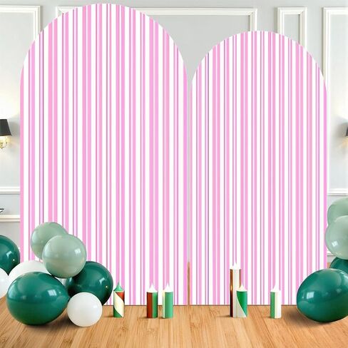 7.2FT Wedding Arch Backdrop Cover Seamless Texture Horizontal Waves Spandex Fitted Round Top Arch Stand Covers for Birthday Party Baby Shower Banquet Decoration in Saudi Arabia