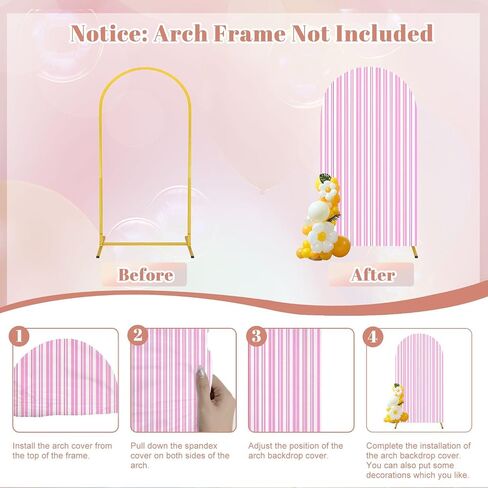 7.2FT Wedding Arch Backdrop Cover Seamless Texture Horizontal Waves Spandex Fitted Round Top Arch Stand Covers for Birthday Party Baby Shower Banquet Decoration in Saudi Arabia