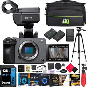 Sony Cinema Line FX30 Super 35 Interchangeable Lens Camera Body with XLR Top Handle Unit ILME-FX30 Filmmaker Bundle with Deco Gear Case + Tripod + Extra Battery, Charger, 128GB Card & Accessories Kit