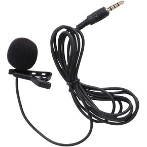Kisangel Mini Metal Clip Lavalier Mic for Phone Camera Laptop Wired Condenser Microphone with Rotary Clip Windscreen for Noise Reduction Black