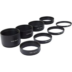 Alloy Extension Tube Kits 8Pieces M48x0.75 Fitting Varied Length 3/5/7/10/12/15/20/30mm For Astronomical Use