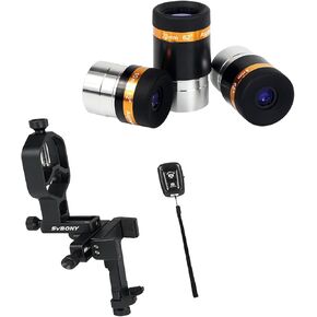 SV214 Pro Universal Phone Adapter for Telescope, Spotting Scope Binoculars, 3-Axis Adjustable Phone Holder Bundle with Telescope Eyepieces Kit - 4mm, 10mm, 23mm, for Astronomy Mobile Photography