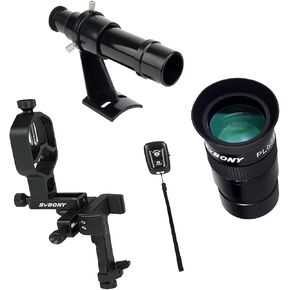 SV214 Pro Universal Phone Adapter for Telescope, Spotting Scope Binoculars, 3-Axis Adjustable Phone Holder Bundle with 40mm Telescope Eyepiece and Finder Scope 5x24, for Astronomy Mobile Photography