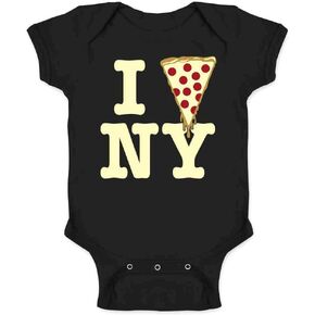 Pop Threads I Pizza New York Funny Slice Graphic Love NYC Infant Baby Boy Girl Bodysuit