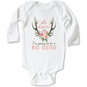 Oh Deer I'm Going to be a Big Sister Cute Siblings Bodysuit