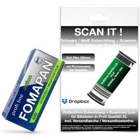 400 ASA B + W Roll Film 120 مم + تطوير فيلم + فحص مع عودة السلبيات