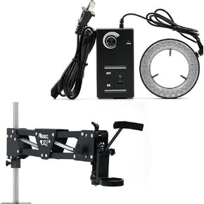 DZQ Jewelry Micro Inlaid Mirror Microscope Stand and 60-LED Adjustable Ring Light Illuminator Lamp for Multi-Directional Microscope