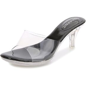 Clear Heels for Women Sandals Transparent Sexy Stilletos Heels Slip on Wedding Dress Heel Mules