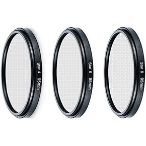 Starburst Star Lens Filter - 4/6/8 Points, Cross Screen Effect, Optical Glass, 95mm