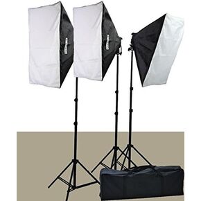 2400 Watt Softbox Lighting Kit Chromakey Green Screen Video Lighting Kit Three Softbox, 12 x 45watt Flourescent Bulb, 3 x lightstand by Fancierstudio 9004S-3