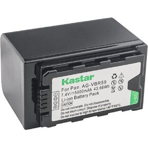 بطارية كاميرا Kastar لـ Panasonic AG-VBR59 AG-VBR89G AG-VBR118G و AG-DVX200PJ AG-3DA1 (3DA1E ، 3DA1P) AG-AC8EJ AG-AC8PJ AG-AC30 AG-DVC30 HC-X1 HC1