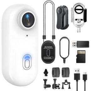 4K HD Mini Body Camera ، كاميرا الجسم القابلة للارتداء ، حجم الإبهام ، الكاميرا البالية مجانية للتسجيل ، وكاميرا عمل الجيب مع MOUNT في أي مكان للعمل ، والسفر ، والمشي للحيوانات الأليفة ، والأنشطة في الهواء الطلق ، أبيض ، 64 جيجابايت