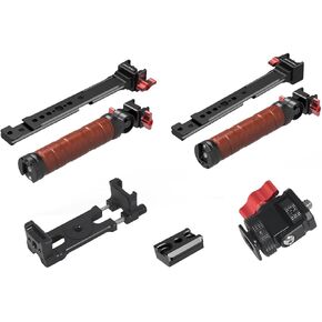 FEICHAO Wooden Handheld Gimbal Handle Grip Kit Foldable with 1/4 3/8 Thread Cold Shoe Mount Compatible with RS2/RS3/RS3 Pro/RS4 Pro/RS3 Mini/RS4 Mini Stabilizer (Dual Handle Set B)