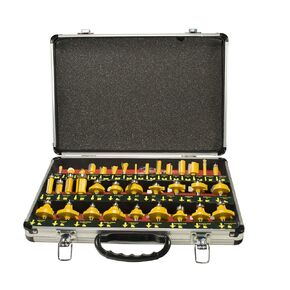 35pc 1/4" Shank Router Bit Set with Tungsten Carbide Tips for Use On Wood, Metal, Plastic