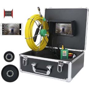 كاميرا المجاري ، 7 بوصة WIFI Wireless Sewer Camera 17mm Borescope Encople مع شاشة LCD مقاومة للماء ، نظام الكاميرا المنظار الصناعي (F9117WF-40M)