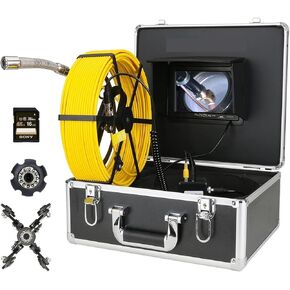 Sewer Camera, Pipeline Inspection Camera DVR 7inch Monitor AHD 1080P Sewer Pipe Inspection Video Camera, IP68 Drain Sewer Pipeline Industrial Endoscope System(40 m)