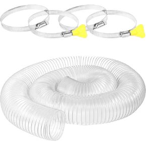 Heavy PVC Dust Collection Hose 4" x 10', 4 Inch Dust Collection Hose Flexible Clear PVC with Carbon Steel Wire Coil for Dust Collectors