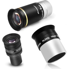Astromania Telescope Eyepiece 15mm ، زاوية واسعة 58 درجة - حزمة مع - 1.25 "10 مم Plossl Eyepiece و 66 درجة العدسة واسعة 9 ملم