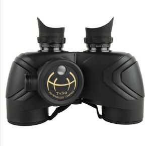 7X50 Compass Nautical Large Eyepiece Nitrogen-Filled Waterproof High-Definition Double-Tube Ranging Seismic Telescope Low Light Clear and Durable