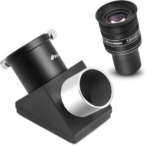 Astromania Telescope Eyepiece 15mm, Wide Angle 58 Degree - Bundle with - 1.25" 90-Degree Diagonal Mirror