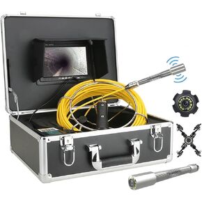 Sewer Camera, Sewer Camera With 7inch Monitor 22MM 20M/40M/50M 512HZ Transmitter Pipe Locator Sewer Pipe Inspection Video Camera With Auto Balance Auto SelfLeveling(30m)